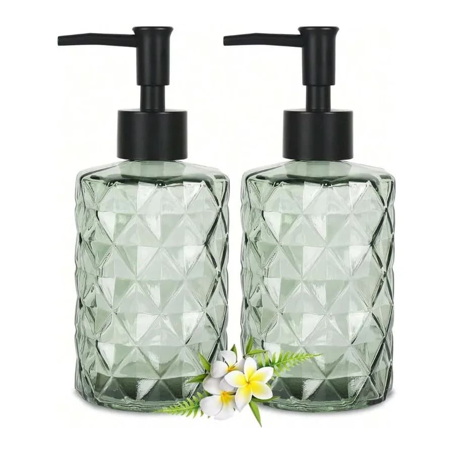 Set di dispenser per sapone Gl da 2 pezzi per bagno, 11oz. Set di Dispenser per Sapone Liquido con Pompa in Plastica, Bottiglie per Sapone da Cucina, Dispenser D-Pump