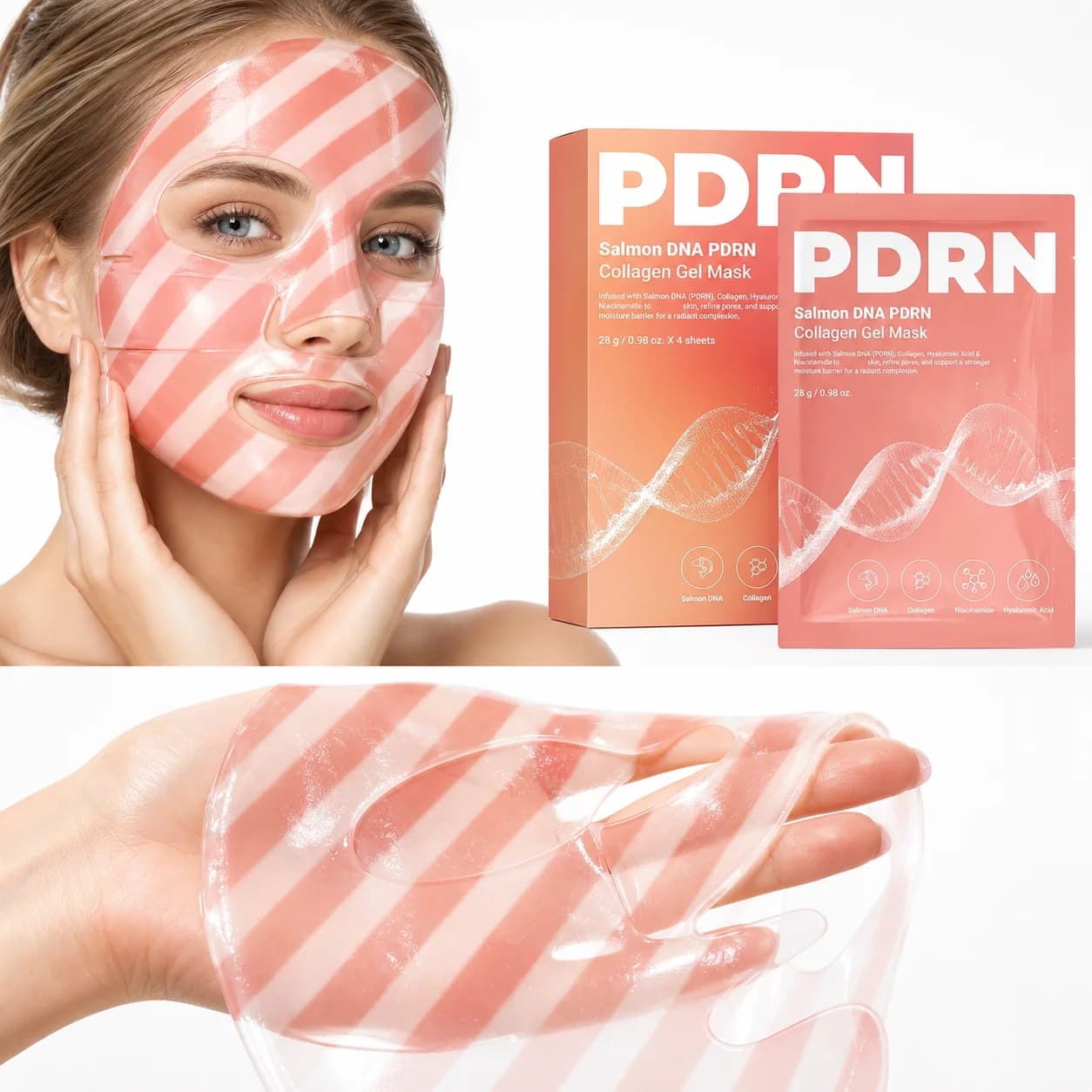 PDRN Salmon DNA Collagen Gel Face Mask Moisturizing Barrier Repair Shrink Pores Anti Dullness Soothing Hydrating Facial Mask
