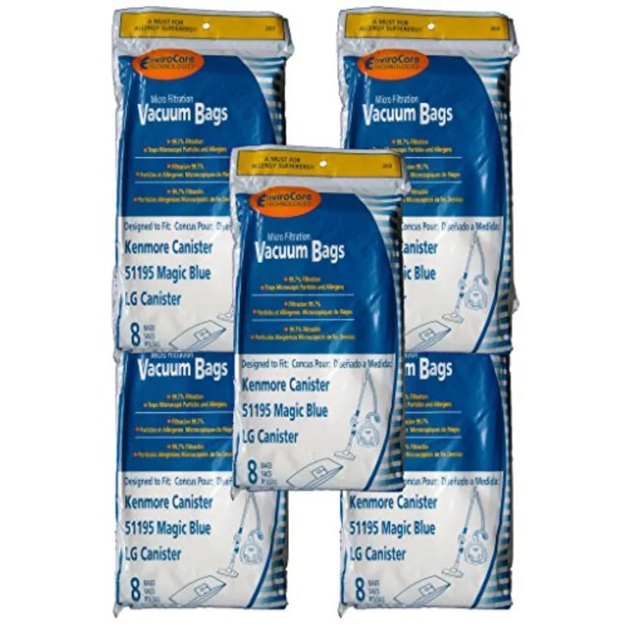Sacchetti di ricambio per aspirapolvere con microfiltrazione, adatti per Kenmore Canister Type M 51195 Magic Blue e LG Canisters 40
