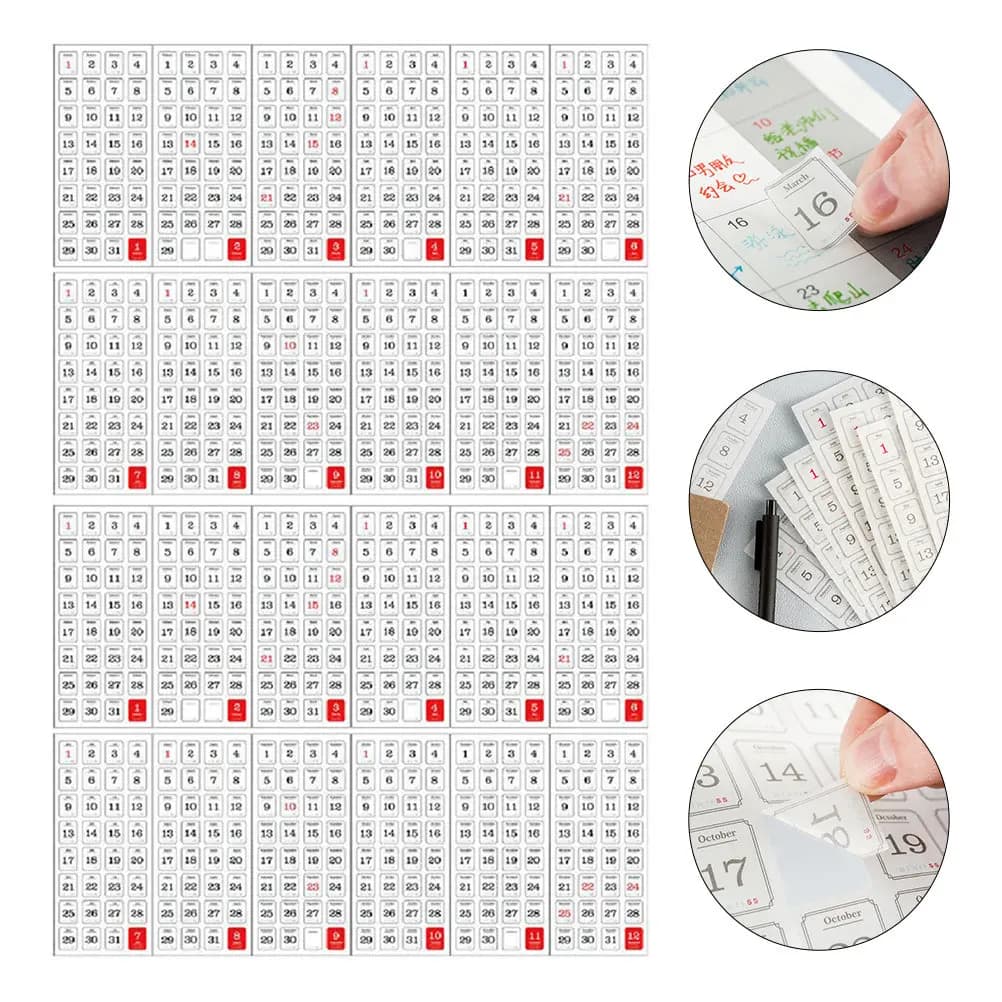 24 Fogli di Etichette Adesive Decorative Giornaliere per Calendari, Agende, Quaderni, Diari e Organizzatori