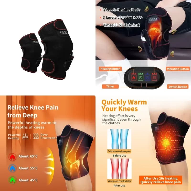 【CHIMU HOME】 USB Portable Smart Electric Heating Knee Brace Massager Hot Pad for Knee Pain Relief for Bedroom Use