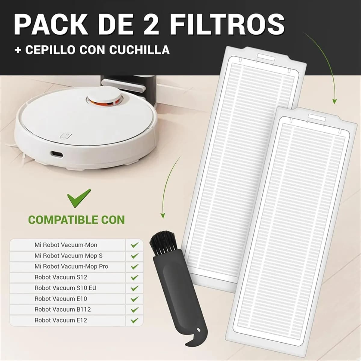 Filtri HEPA A14G per Serie Mop 2S / P / Pro/Vacuum S12 / S10EU, Filtri di Ricambio per Robot Aspirapolvere, Accessori