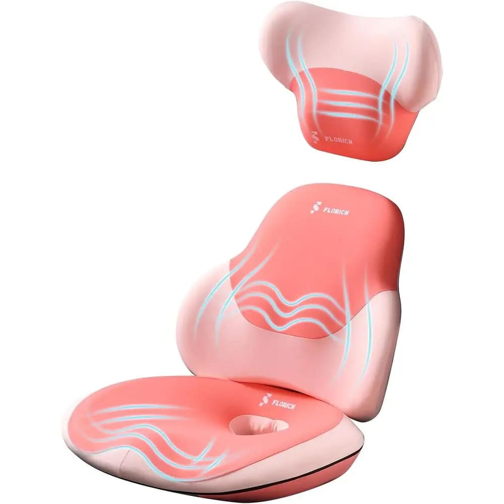 Cuscino per Seduta e Supporto Lombare per Sedia da Ufficio, Cuscino Poggiatesta per Auto, 100% Memory Foam, Allevia la Pressione sulla Schiena
