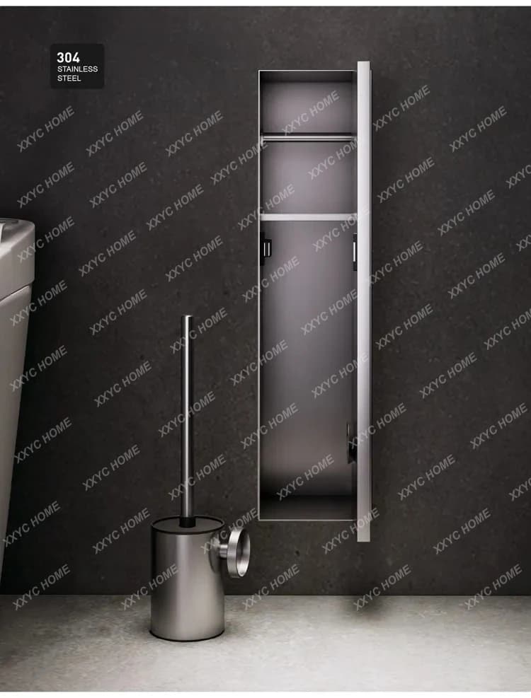 Portasciugamani da parete in acciaio inox TT Embedded Premium Sense con porta scopino integrato