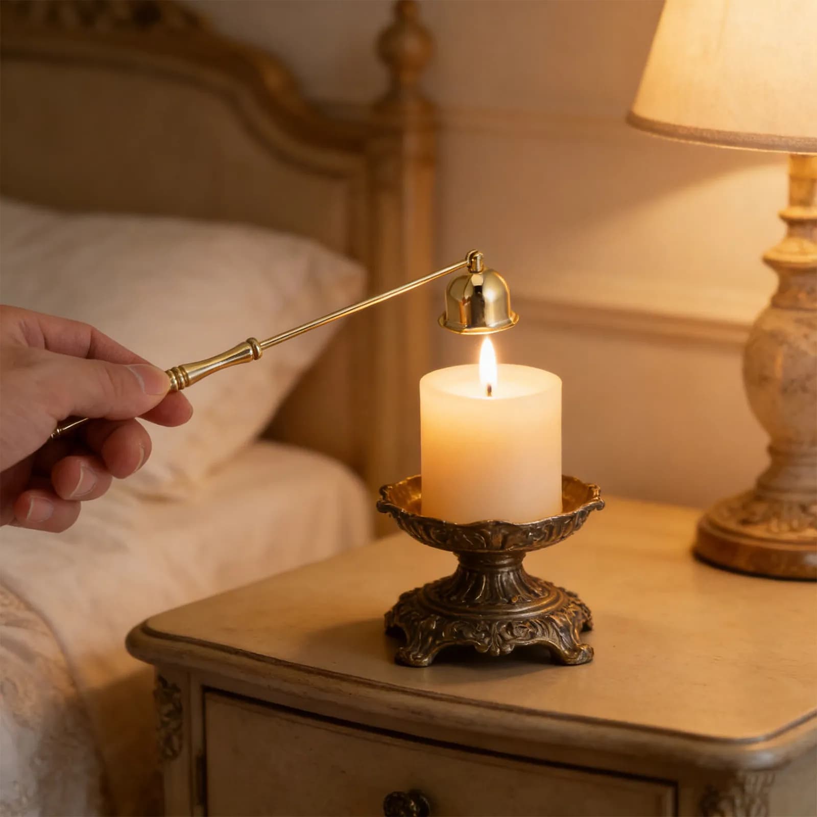 Spegnifiamma Decorativo in Acciaio Inossidabile per Candele in Barattolo e Tea Light