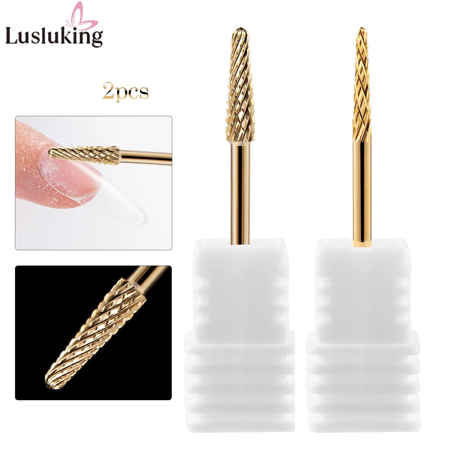Punte da trapano per unghie in carburo di tungsteno per mezze punte per unghie Bava per unghie in tungsteno ad alta precisione per manicure elettrica 1/2 pezzi Set F-Grit