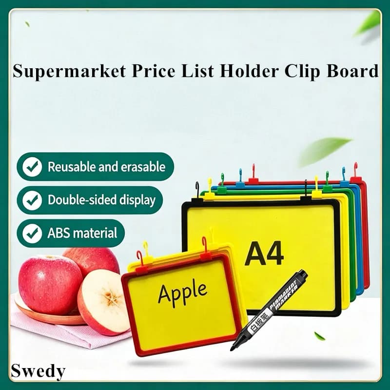 10 Pieces A5 148x210mm Supermarket Fruits Vegetables Plastic Price Label Paper Sign Holder Clip Hanging Advertising Poster Frame