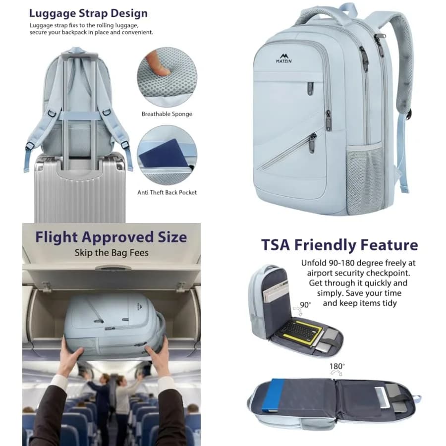 Zaino per laptop, zaino grande da donna per lavoro e pendolarismo con tasca frontale, borsa per computer antifurto resistente all'acqua per studenti, Tr