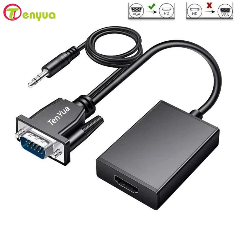 VGA cable adapter to HDTV Splitter audio 1080P Adapter charging cable converter for portable PC projector
