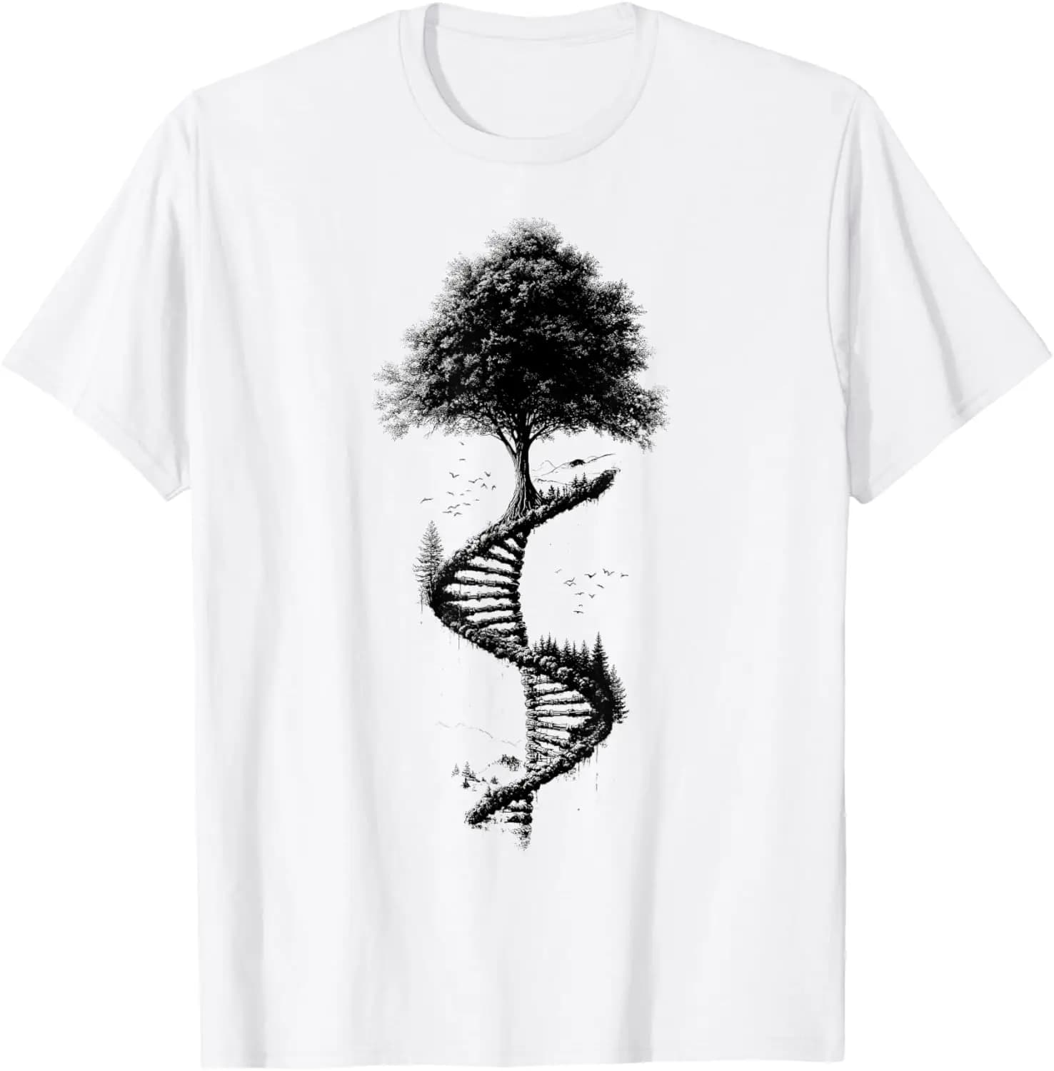 Tree DNA Nature Symbolic Artistic Surreal Graphic T-Shirt Creative, Unique Prints, Comfortable, Soft, Breathable, Birthday Gift, Personalized, Round Neck, Fashion, With Women's and Men's