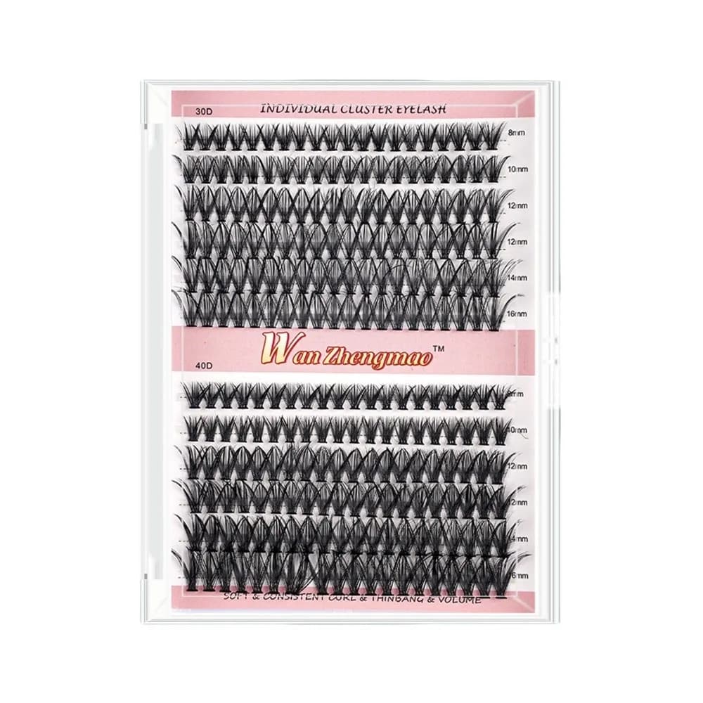 8-16mm Faux Eyelashes, Natural Effect, Wispy Style, Extension Kit Thin Eyelashes, Design to Clamps, Wall decal and Sealing for Faux Eyelashes