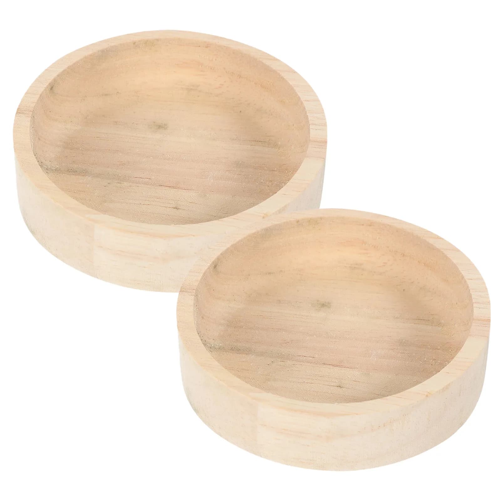 2Pcs Wooden Hamster Food Dish Natural Small Animal Feeding Bowl Cage Accessories Mess Free Pet Food Container Hamster Snack Tray