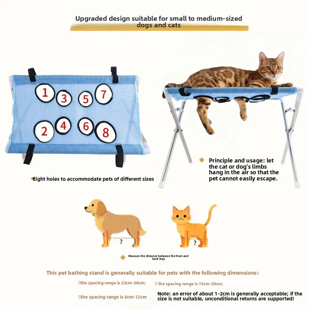 Amaca per Toelettatura Animali Domestici Anti-Graffio con Telaio di Supporto Regolabile, Stazione di Contenimento per Animali, Robusto Supporto Staccabile per Taglio Unghie Cuccioli