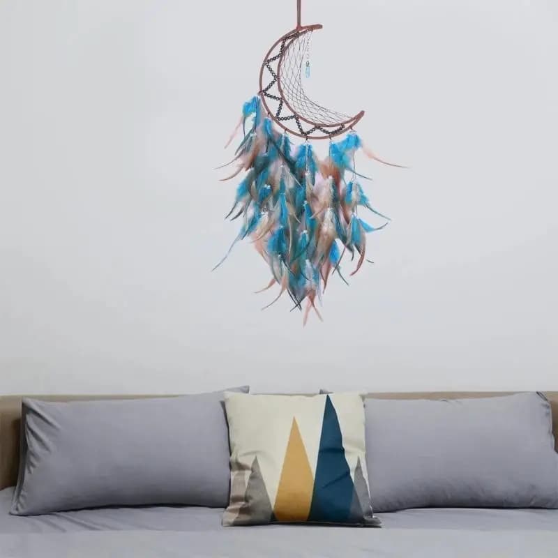 QX2E Moon Dream Catchers Wall Decoration Hanging Pendant Ornament for Home Bedroom Car Office Window Decor Handmade