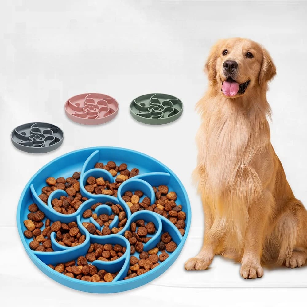 Silicone Slow Food Bowl Anti-choking Pet Food Bottom Non-slip Anti-tip Dog Bowl for Medium and Large Dogs and Cats