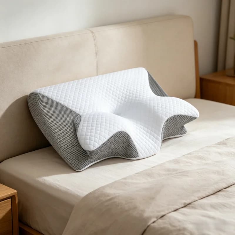 Cuscino Cervicale in Memory Foam a Forma di Farfalla, Ortopedico a Lento Ritorno per Supporto del Collo, Comodo Cuscino da Letto