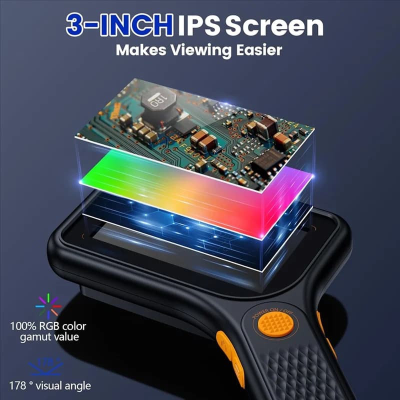 AT82-Per bambini Adulti - Microscopio digitale Ahalfcit con schermo IPS da 3 pollici Lente d'ingrandimento per monete portatile 500X, luce LED a 3 livelli