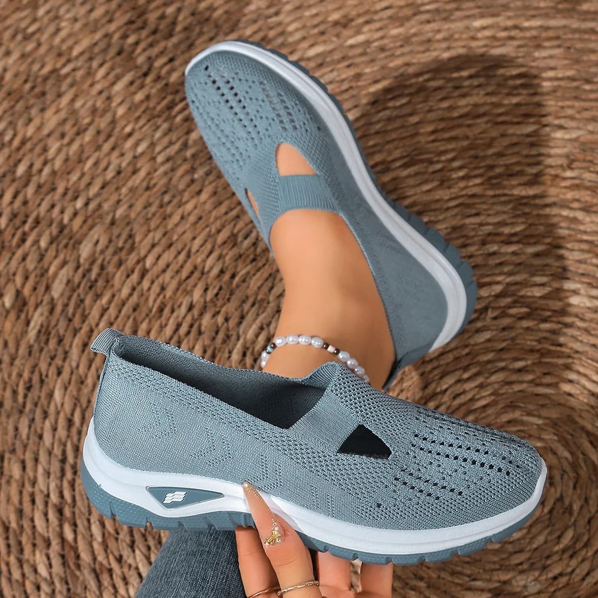 Sneakers Ortopediche Traspiranti in Mesh per Donna, Scarpe Comode e Leggere Slip-On per Anziani, Sneakers in Maglia Traforata