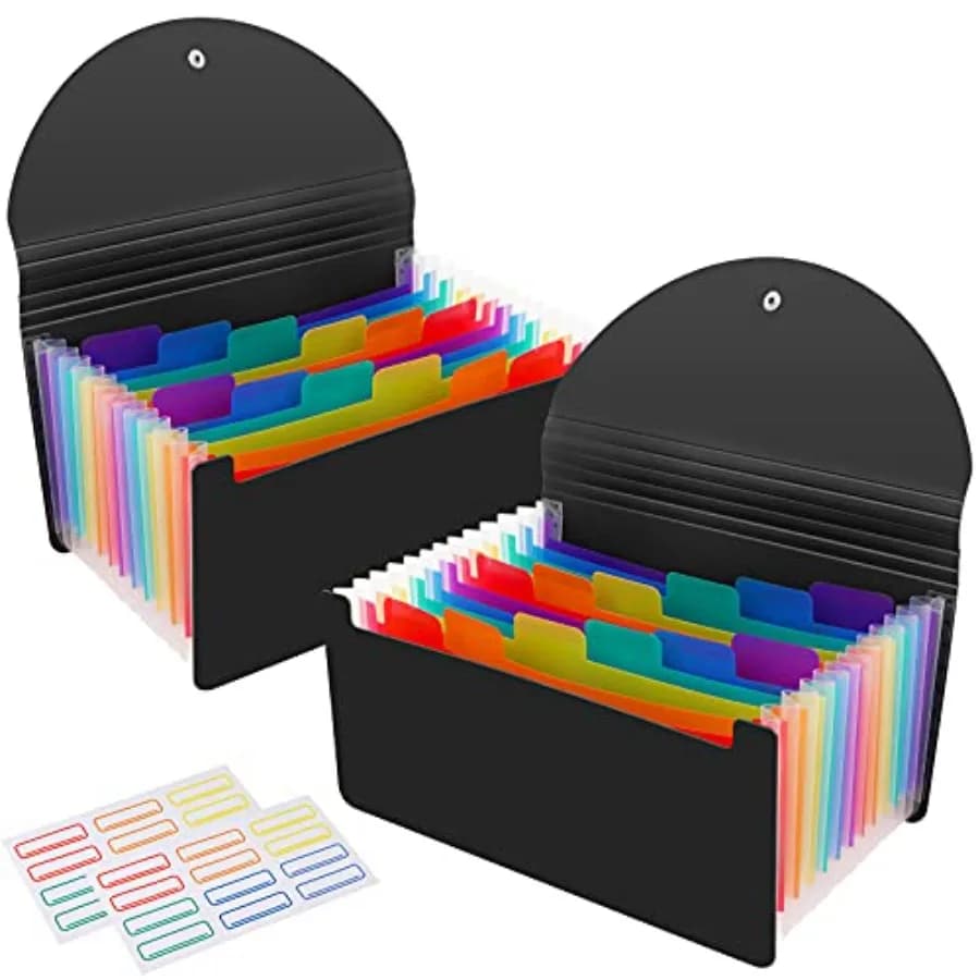 2 Pack 13 Pockets A6 Mini Coupon Organizer Wallet, Expandable Accordion File Organizer for Storage Receipt Cards Coupons Ticket