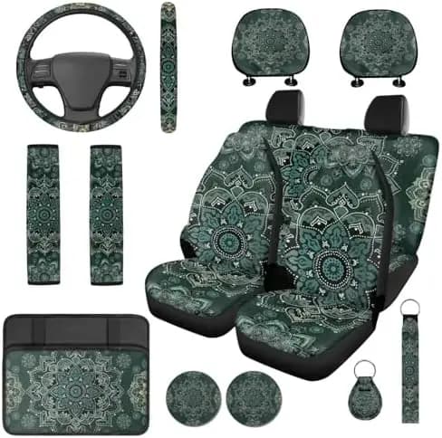 Car Seats Bohemian Mandala with wheel cover and accessories for SUVs, trucks, vans