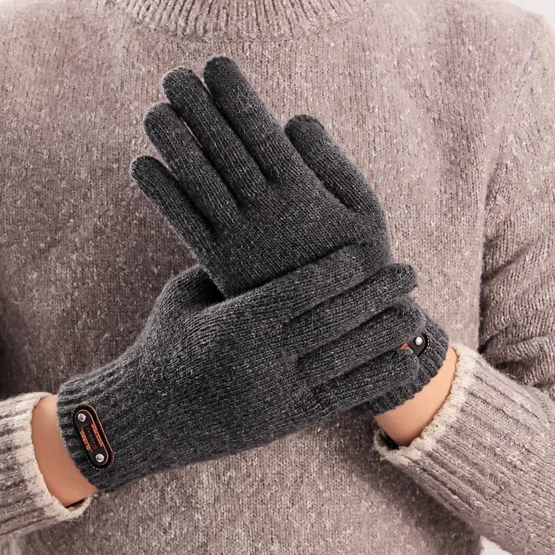 1 paio di guanti da ciclismo termici in maglia per uomo, touchscreen, antivento, polsino elastico per sport all'aria aperta, escursionismo, uso in ufficio