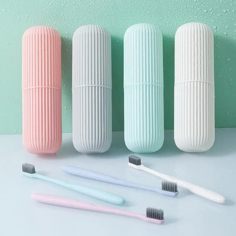 Portaspazzolino da viaggio, custodia per spazzolino portatile per viaggi, campeggio, viaggi d'affari e scuola, dente in plastica multifunzione