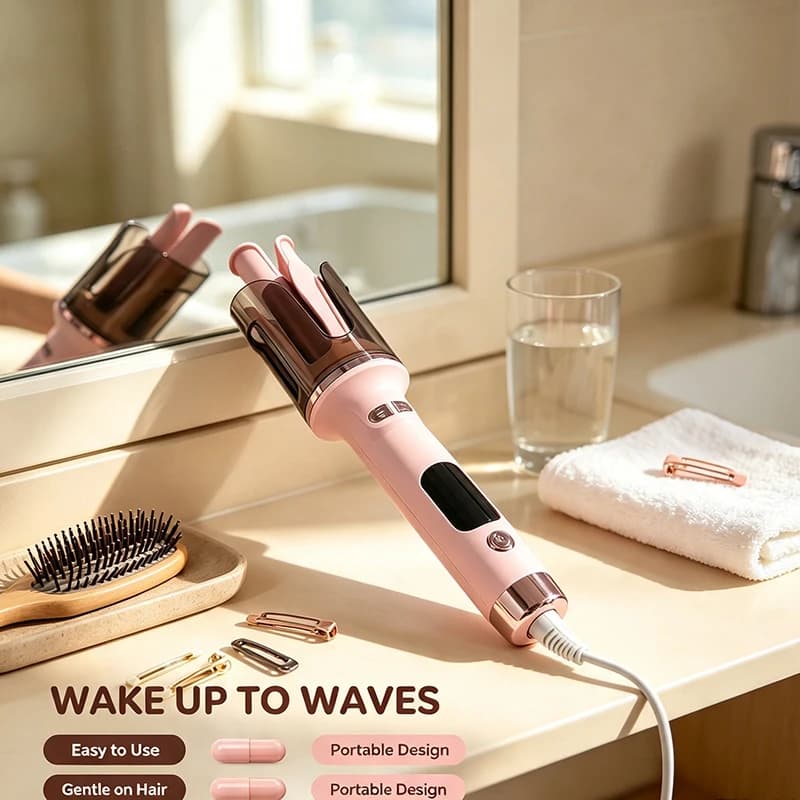 Professional curling iron, with negative ions, anti-scalding, quickly heats up to create beach waves and curly hairstyles