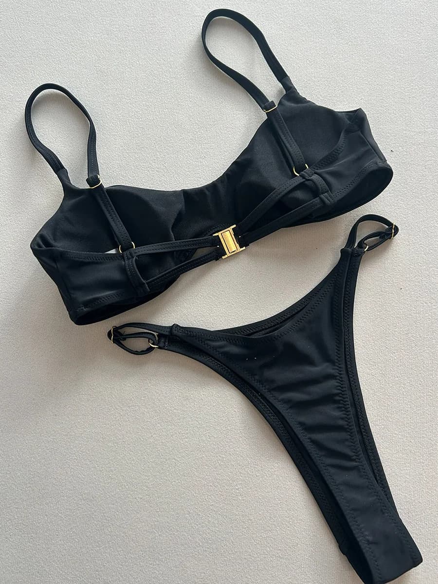 Anello in metallo sexy Mini micro perizoma bikini donna costumi da bagno costume da bagno femminile bikini a due pezzi costume da bagno costume da bagno costumi da bagno