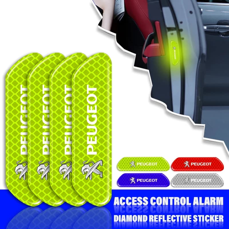 4PCS Porta Auto Strisce Riflettenti Adesivi di Avvertimento di sicurezza Per Peugeot 407 3008 307 308 206 508 208 207 607 106 301 408 5008
