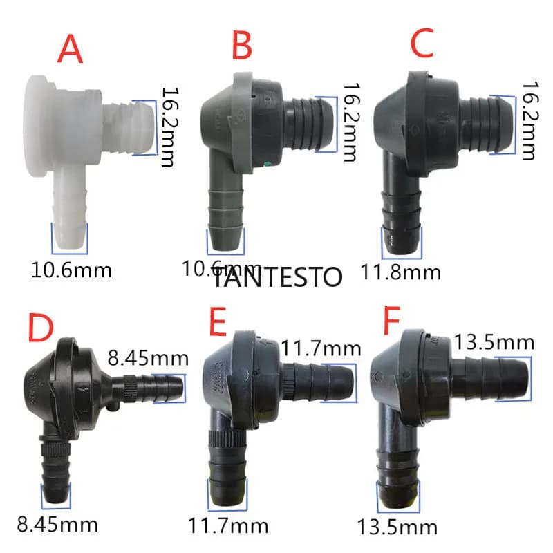 ID6 ID10 Vuoto ad angolo retto ID12 Valvola unidirezionale Pipeline per auto in plastica Nero Valvola di ritegno piegata da 90 gradi Linea carburante Collegare giunto