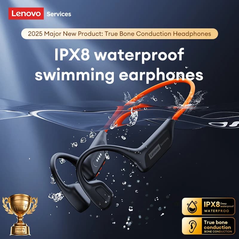 Lenovo S106 Auricolari a conduzione ossea Bluetooth 6.0 IPX8 Cuffie impermeabili Auricolari MP3 wireless con microfono per nuoto e corsa