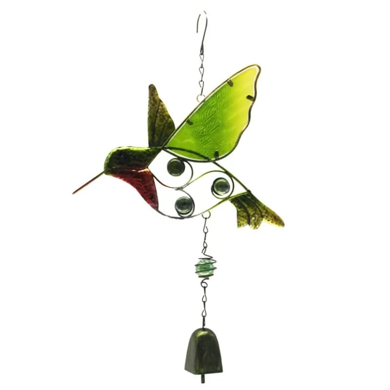 1pcs Hummingbird Metal Wind Chime Handmade Glass-Painted Decorative Craft Garden Yard Hanging Decor for Home & Garden Ornament