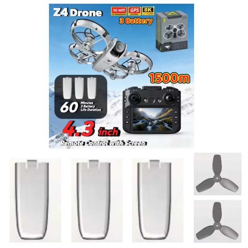 Batteria 3.7V 1300MAH per Drone Z4 Screen, Accessorio Ricambio Batteria e Pale per Drone Z4