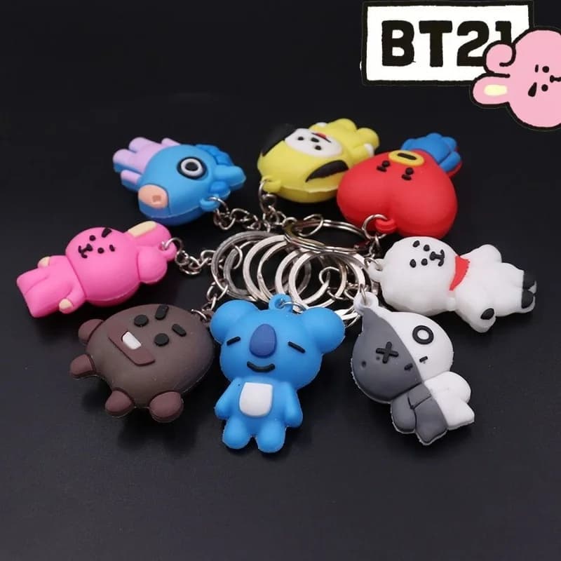 Creative Series BT21, Cute Fijina in Silicone Shaped Carton Animato, Keychain, New Unisex Decorative Pendant for Fashion and Versatile, Gift