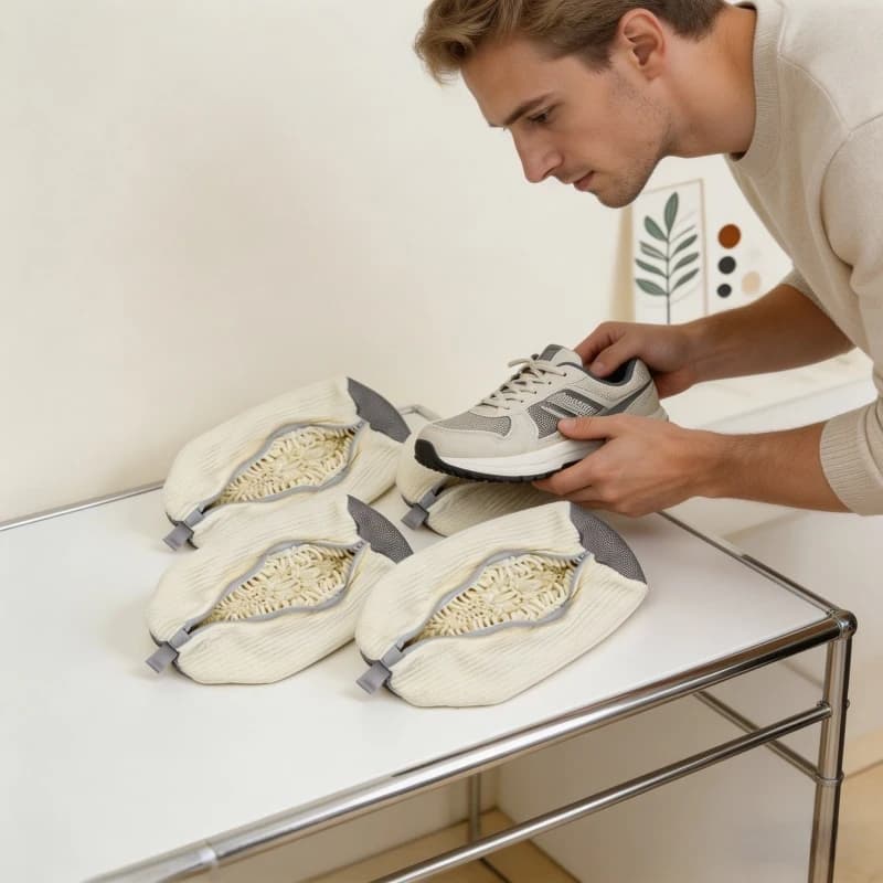 4 sacchetti resistenti per lavare le scarpe in lavatrice con spazzola per la pulizia, sacchetto protettivo riutilizzabile per lavare le scarpe per tutti i tipi di calzature, ideale per