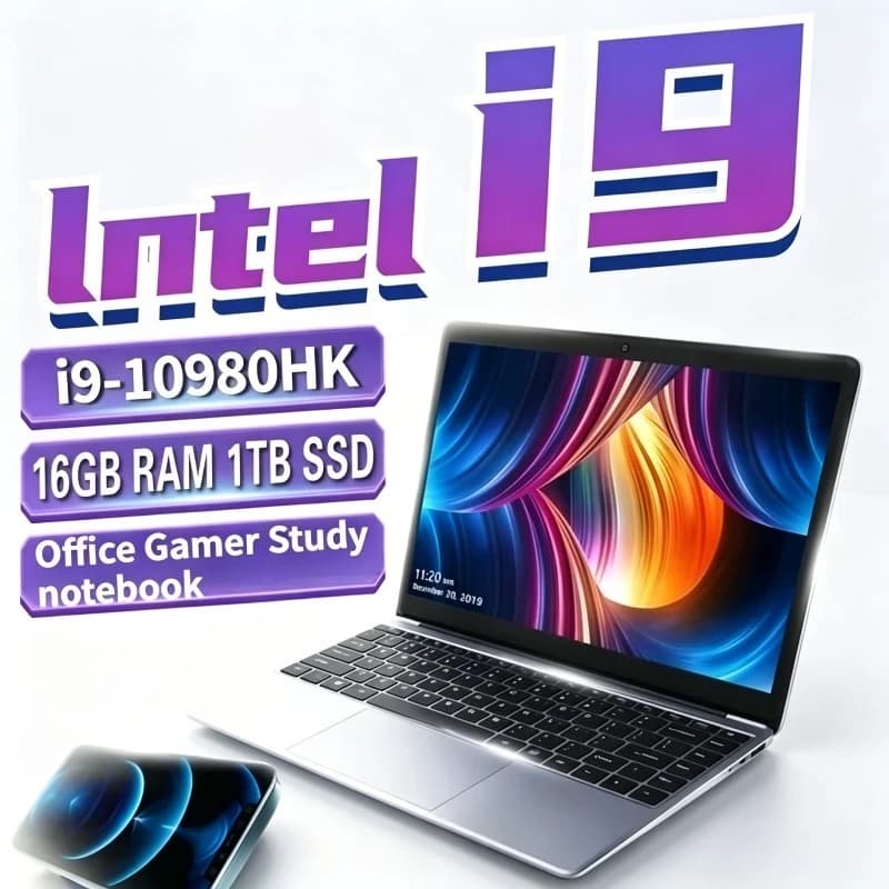 Intel Core i9-10980HK 15.6 Inch Laptop 32GB DDR4 M.2 1/2TB SSD Ultrabook Computer Fingerprint Unlock WIFI 5