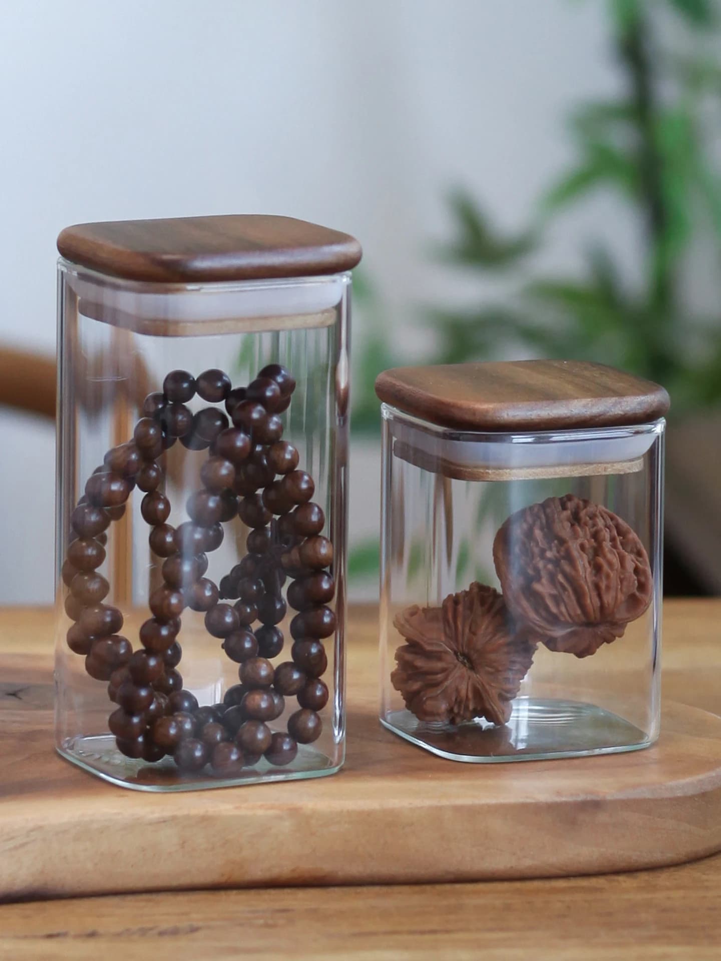 Contenitore in Vetro con Coperchio Sigillato per Perline, Noci, Artigianato Fatto a Mano, Frutta Secca, Incenso - Espositore e Contenitore per Conservazione