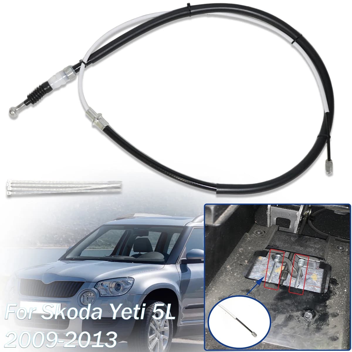 Rear Left Right Parking Brake Cables Stainless Anti Rust Direct For Skoda Yeti 5L 1.2–2.0L Repair Part Bonus Zip Ties 2009-2013