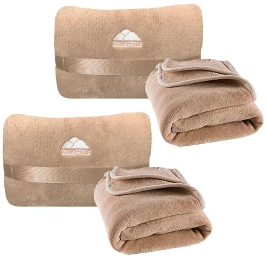 Set from 2: Premium Soft Travel Cover and Two People's Cushion, Portable and Comfortable for Air Travel and Backpack