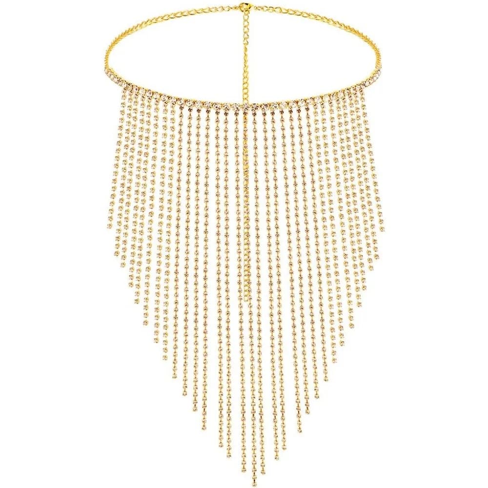 Maschera in Lega con Strass e Nappe, Chiusura a Moschettone Dorata, 790mm, 1pz/scatola