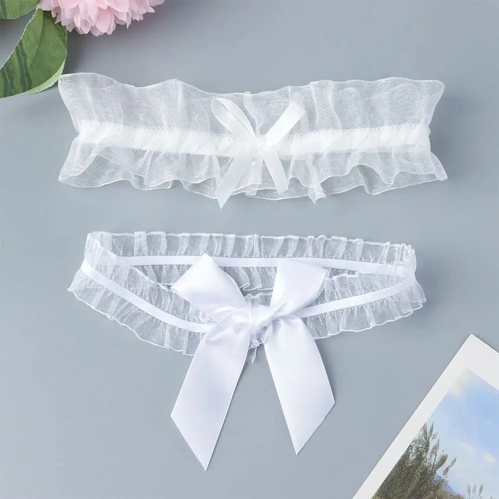 Lingerie di moda sexy Reggicalze Matrimonio Sposa Gamba Giarrettiera Accessori per feste Cosplay Anello elastico per gamba in pizzo Bowknot