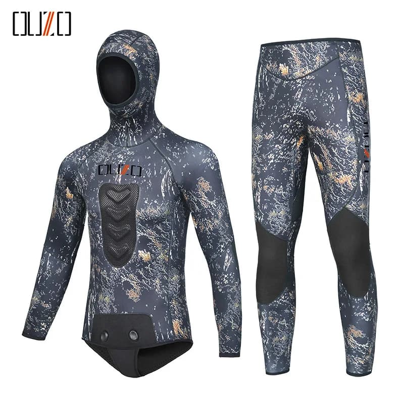 5Mm Wetsuit Split CR Thickened Cold and Warm Free Diving Snorkeling Swimsuit Camouflage Fishing Suit