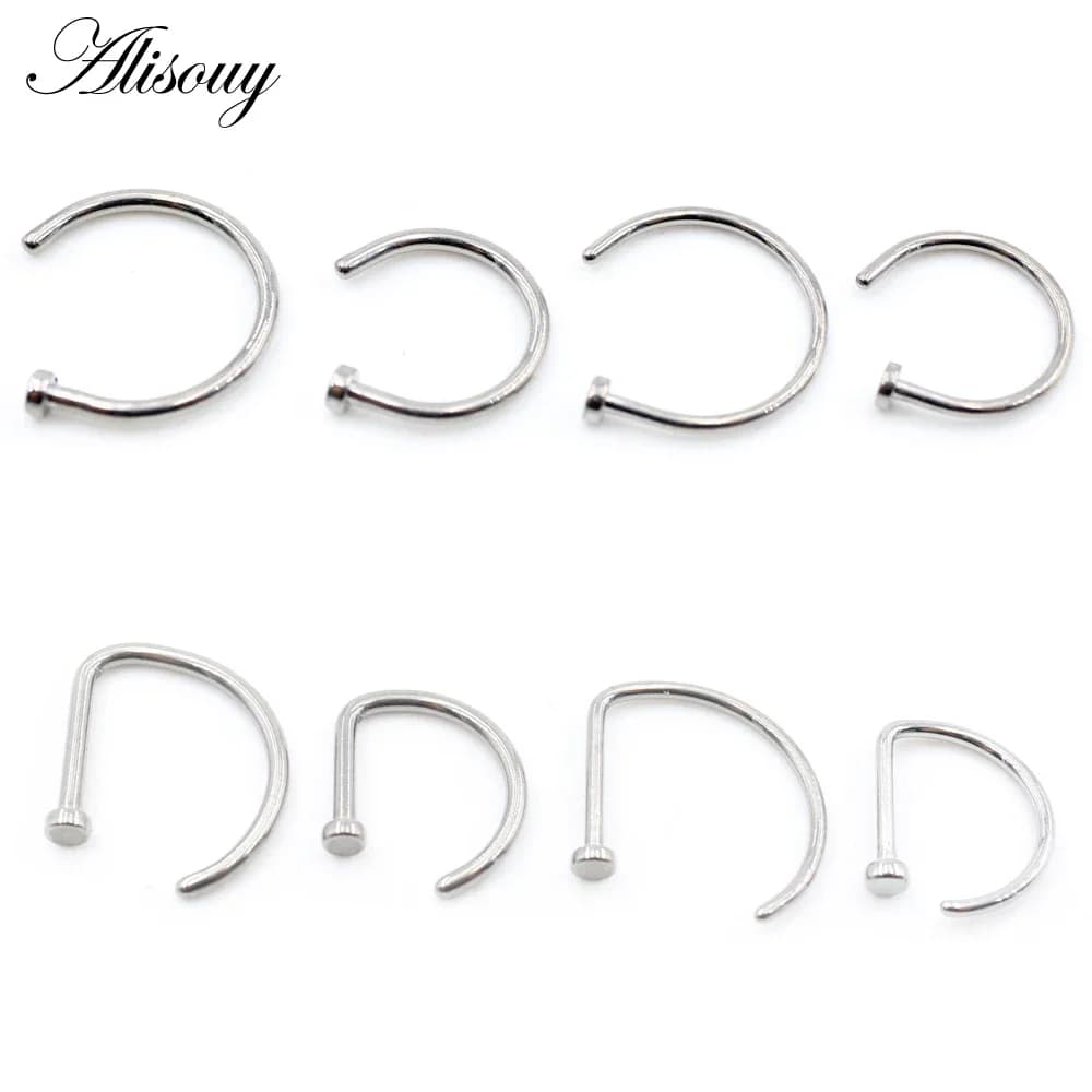 1 Piece G23 Titanium Steel Labret Rings C-Pattern Curve Nose Septum Lip Captive Ear Cartilage Earring Body Piercing Jewelry