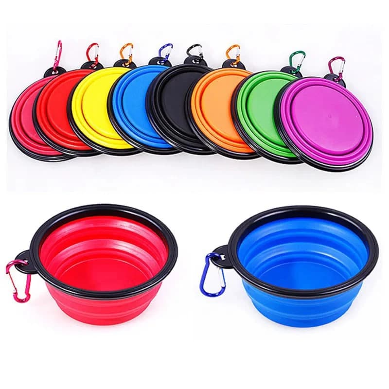 Ciotola Pieghevole in Silicone per Cani, 1/3 Pezzi, per Cibo e Acqua, Portatile per Campeggio e Viaggi, Accessori per Animali Domestici