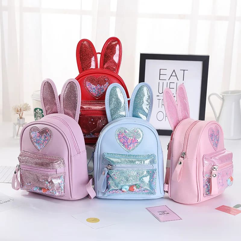 Nuovo zaino per bambini con paillettes alla moda, mini zaino coniglietto carino per gite per il tempo libero, zaino per asilo da donna