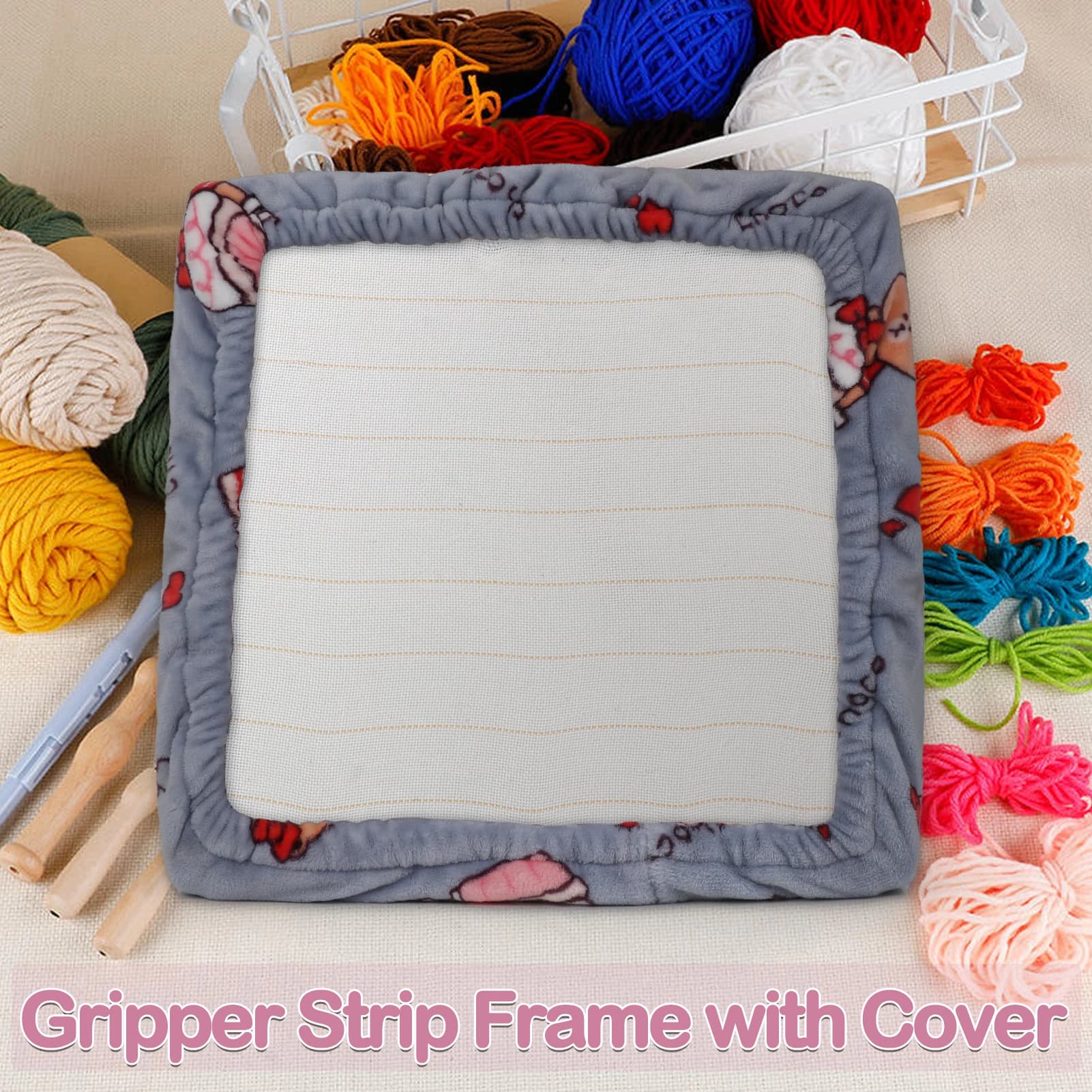 Premium 30CM Gripper Strip Embroidery Frame with Cover Punch Needle Cross Stitch DIY Sewing Accessory for Home Craft Workshop