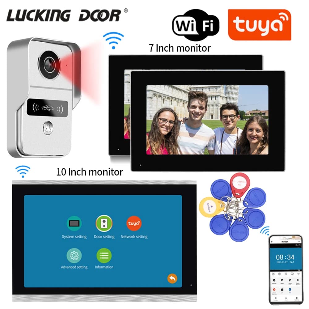 Videocitofono Tuya da 7 pollici WiFi Campanello per porta esterno Impermeabile IP65 Citofono Villa Smart Home Porta Telefono Telecamera Sistema citofonico