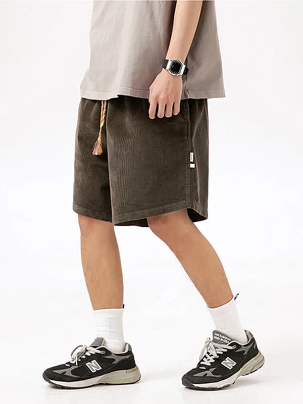 Retro Japanese Style Men's Corduroy Shorts Casual Loose Fit Five-Quarter Length Cityboy Versatile Comfortable Summer Shorts