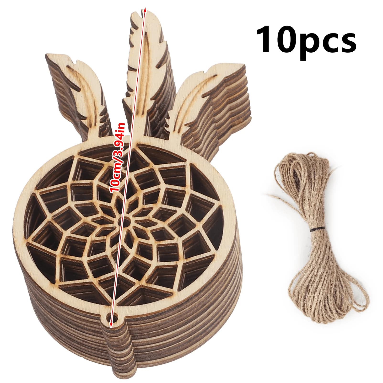 Mini Dreamcatcher Set 10/20/30 Pcs DIY Wood Wall Decor Pendant with 10m Rope Dream Catcher Wooden Accessories for Home Decor