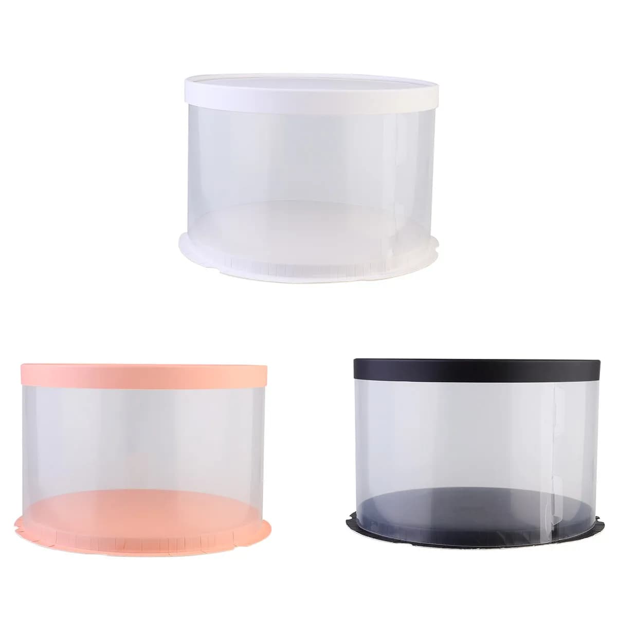 3Pcs Baking Cake Gift Boxes Paperboard Pet Round Clear Window Carrier Protective Packaging Case for 6-Inch Bakery Wedding Cake